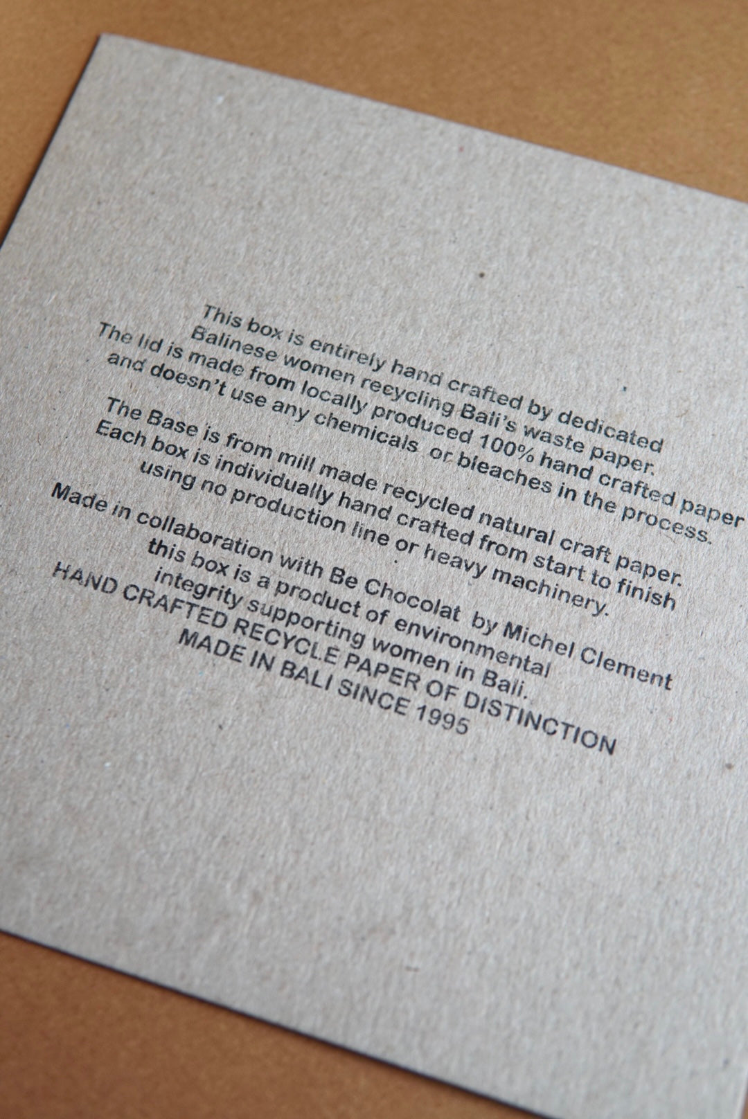 details of be chocolat packaging