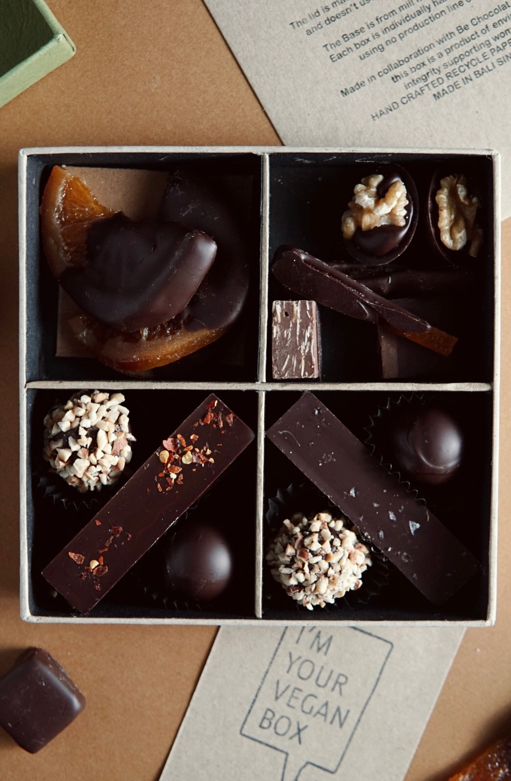 Vegan box of handmade chocolates