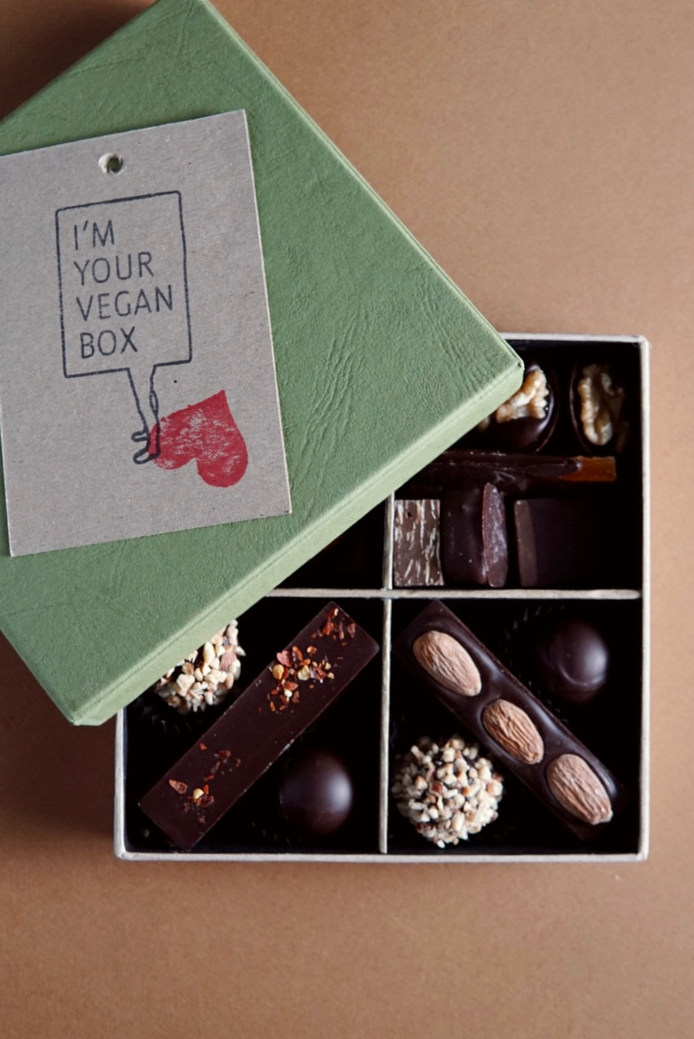 Vegan box of handmade chocolates