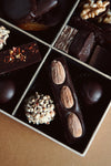 Vegan box of handmade chocolates close up