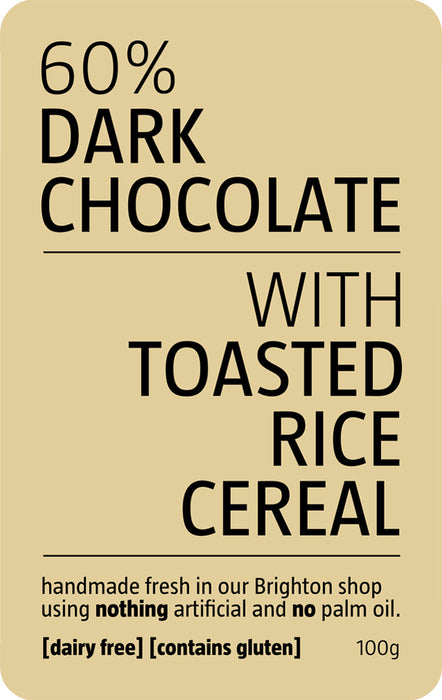 Toasted Rice Cereal Dark Chocolate Slab | Be Chocolat